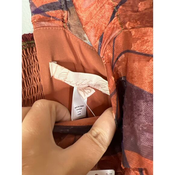 NWT Anthropologie Hutch Printed Twist-Front -Sleeve Ruffle Midi Dress Red - Picture 4 of 7